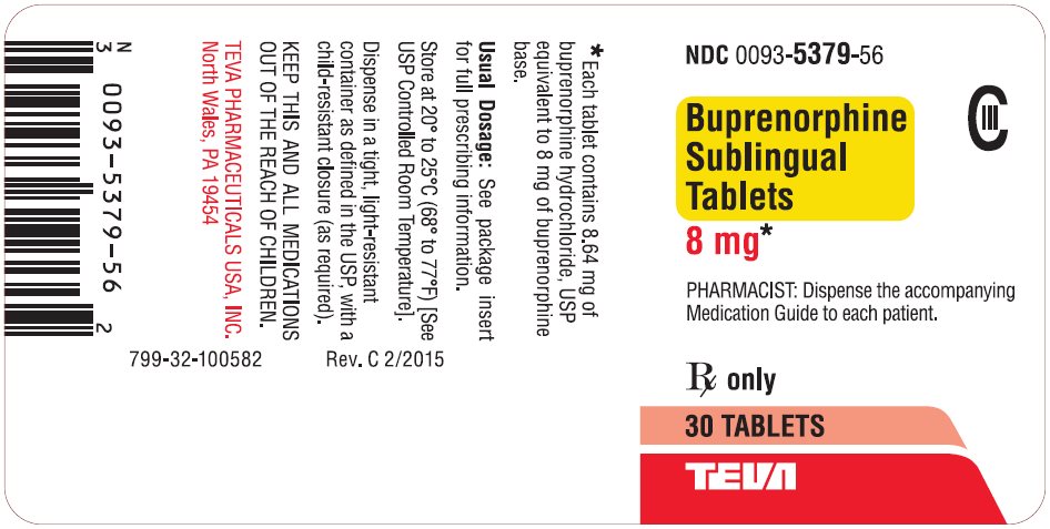 buprenorphine hydrochloride sublingual tablets 8 mg 30s label
