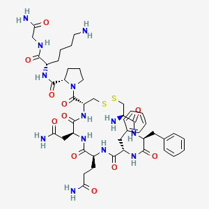 1-{[(4R,7S,10S,13S,16S,19R)-19-amino-7-(2-amino-2-oxoethyl)-10-(3-amino-3-oxopropyl)-13,16-dibenzyl-6,9,12,15,18-pentaoxo-1,2-dithia-5,8,11,14,17-pentaazacycloicosan-4-yl]carbonyl}-L-prolyl-L-lysylglycinamide