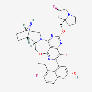 5-ethyl-6-fluoro-4-[(4R,7S,8S)-14-fluoro-17-[[(2R,8S)-2-fluoro-1,2,3,5,6,7-hexahydropyrrolizin-8-yl]methoxy]-10-oxa-2,12,16,18,20-pentazapentacyclo[9.7.1.14,7.02,8.015,19]icosa-1(18),11,13,15(19),16-pentaen-13-yl]naphthalen-2-ol