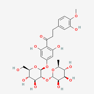 1-[4-[(2S,3R,4S,5S,6R)-4,5-dihydroxy-6-(hydroxymethyl)-3-[(2S,3R,4R,5R,6S)-3,4,5-trihydroxy-6-methyl-tetrahydropyran-2-yl]oxy-tetrahydropyran-2-yl]oxy-2,6-dihydroxy-phenyl]-3-(3-hydroxy-4-methoxy-phenyl)propan-1-one