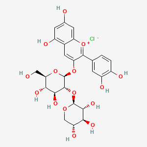 1-Benzopyrylium, 2-(3,4-dihydroxyphenyl)-5,7-dihydroxy-3-((2-O-beta-D-xylopyranosyl-beta-D-glucopyranosyl)oxy)-, chloride