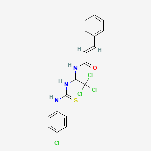 (2E)-3-phenyl-N-(2,2,2-trichloro-1-(((4-chlorophenyl)carbamothioyl)amino)ethyl)prop-2-enamide, (2E)-3-phenyl-N-(2,2,2-trichloro-1-((
