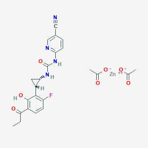 zinc 1-(5-cyano-2-pyridyl)-3-[(1S,2S)-2-(6-fluoro-2-hydroxy-3-propanoyl-phenyl)cyclopropyl]urea diacetate
