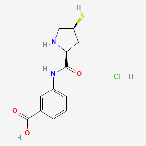 3-(((2S,4S)-4-Sulfanylpyrrolidine-2-carbonyl)amino)benzoic acid hydrochloride