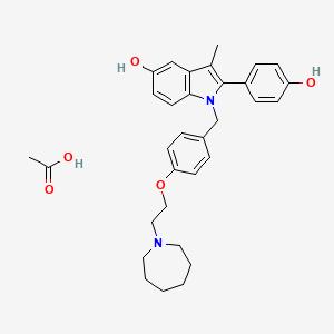 1-(p-(2-(Hexahydro-1H-azepin-1-yl)ethoxy)benzyl)-2-(p-hydroxyphenyl)-3-methylindol-5-ol monoacetate (salt)