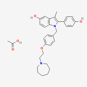 1-(p-(2-(Hexahydro-1H-azepin-1-yl)ethoxy)benzyl)-2-(p-hydroxyphenyl)-3-methylindol-5-ol  monoacetate  (salt)