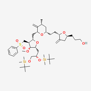3-((2S,5S)-5-(2-((2S,4R,6R)-6-(((2S,3S,4R,5R)-5-((S)-2,3-bis((tert-butyldimethylsilyl)oxy)propyl)-4-methoxy-3-((phenylsulfonyl)methyl)tetrahydrofuran-2-yl)methyl)-4-methyl-5-methylenetetrahydro-2H-pyran-2-yl)ethyl)-4-methylenetetrahydrofuran-2-yl)propan-1