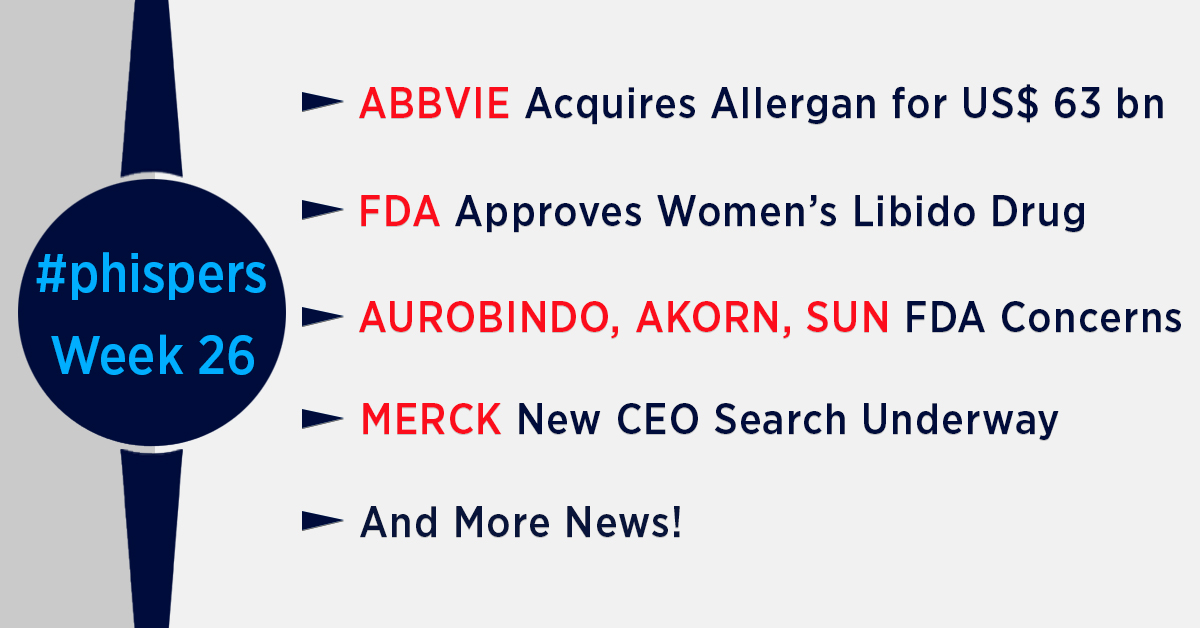AbbVie buys Allergan for US$ 63 billion; FDA okays controversial women’s libido drug