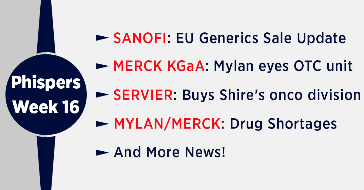 Advent may acquire Sanofi’s European generic unit; Shire sells cancer unit to Servier