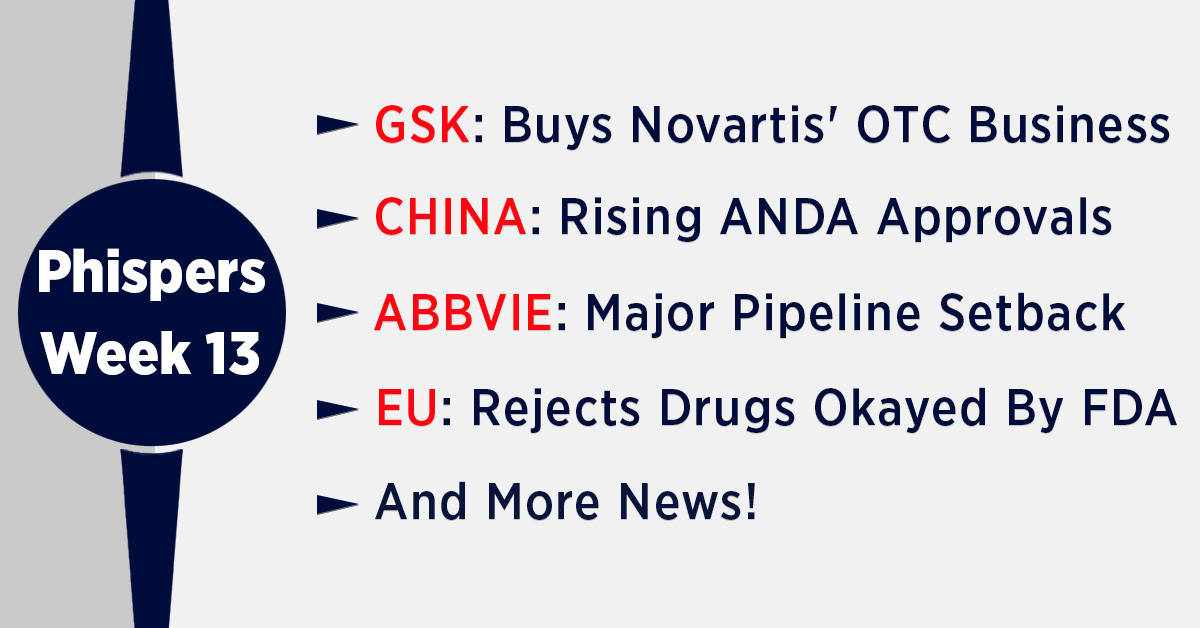 China sees sharp rise in U.S. generic approvals; GSK opts out of Pfizer’s OTC business race