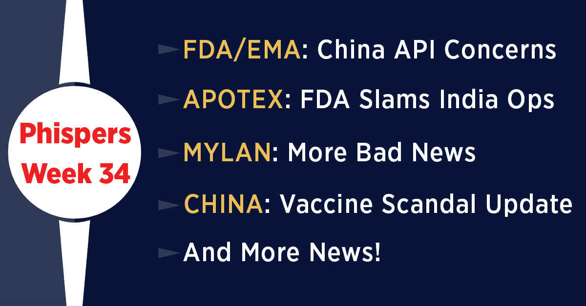 FDA, EMA highlight more concerns over APIs from China; FDA slams Apotex’s India operations