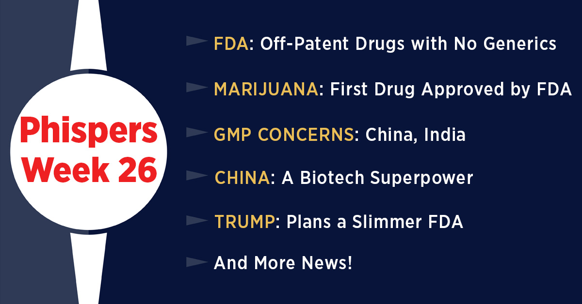 FDA Updates List of Drugs with No Patents & No Competition; Approves First Marijuana Based Drug 