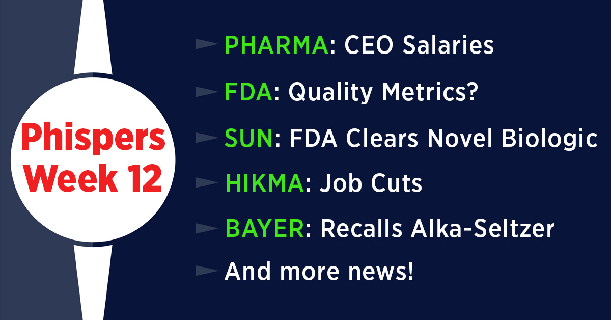 FDA maintains silence on quality metrics program; Pharma CEO salaries