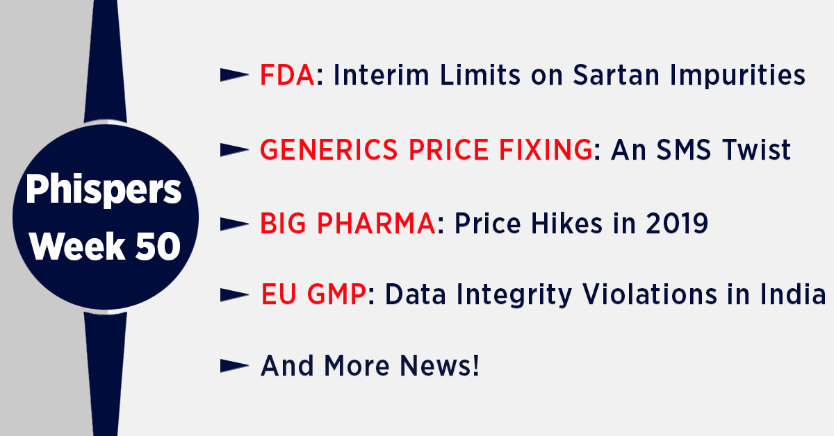 FDA proposes limits on ‘sartan’ nitrosamine impurities; Text messages add new twist to US generic price fixing litigation