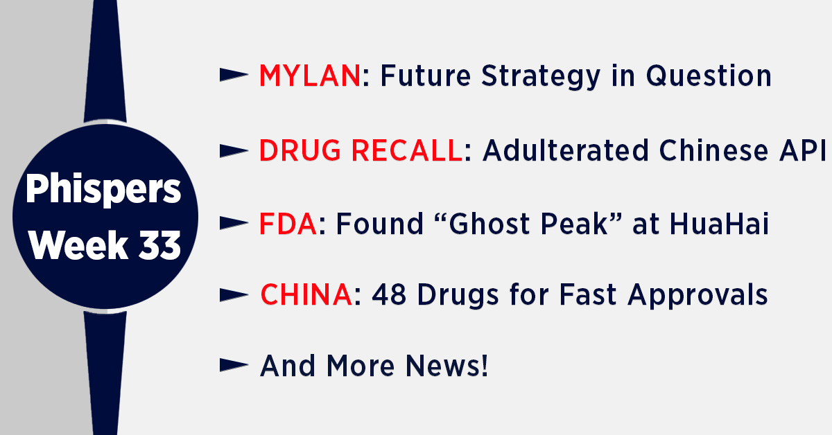 Headwinds at Mylan; Chinese API Adulteration Concerns Trigger Another US Drug Recall