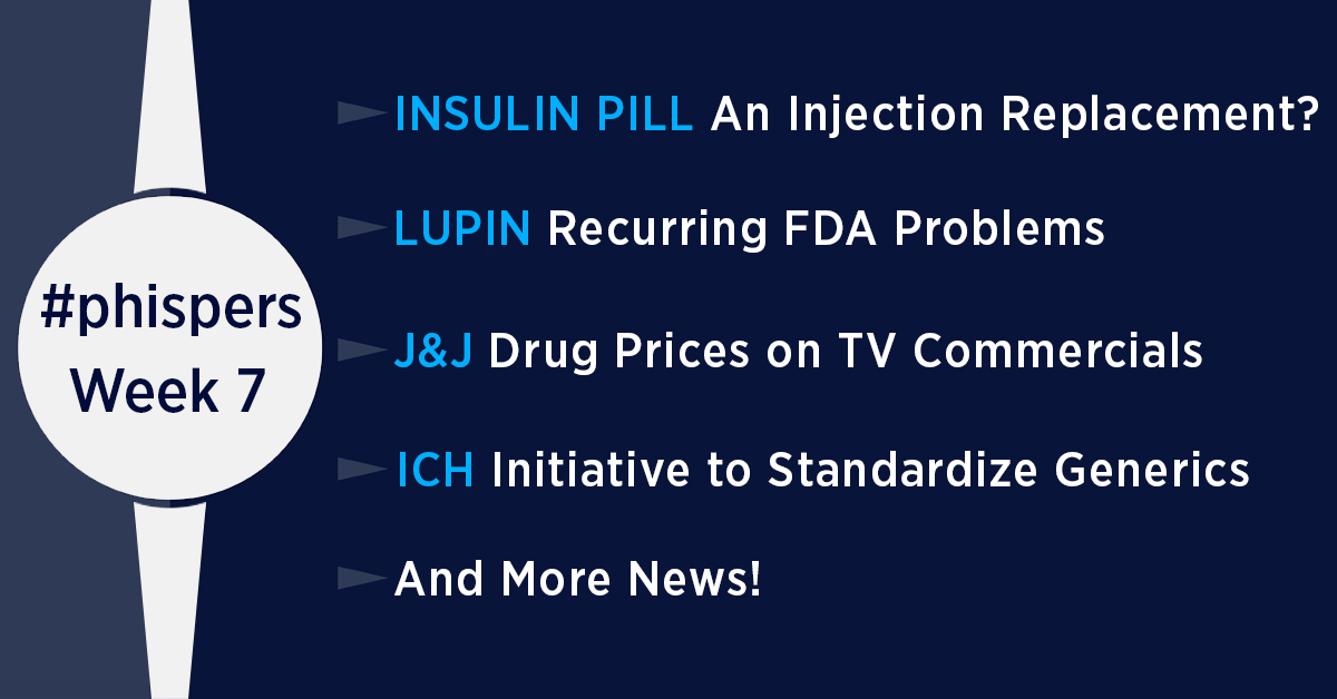 ICH seeks to standardize generic drugs; MIT research team develops insulin pill
