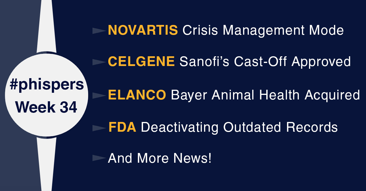 Novartis in crisis management mode; Elanco buys Bayer’s animal health business for US$ 7.6 billion