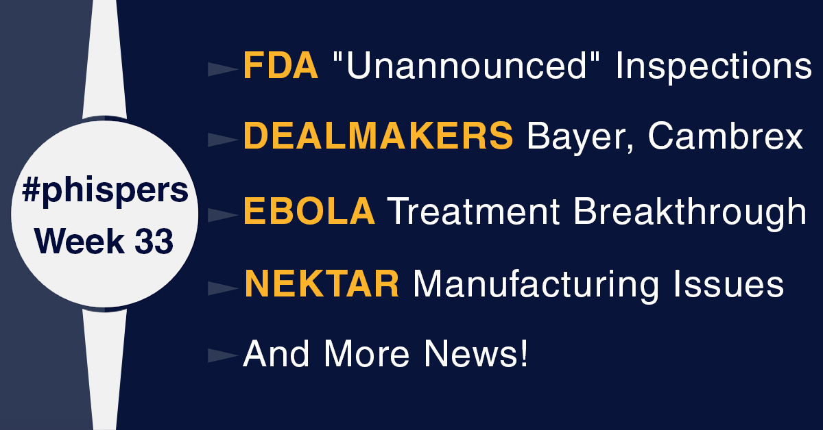 US Senator seeks “unannounced” FDA inspections; Nektar reports manufacturing issues with lead project