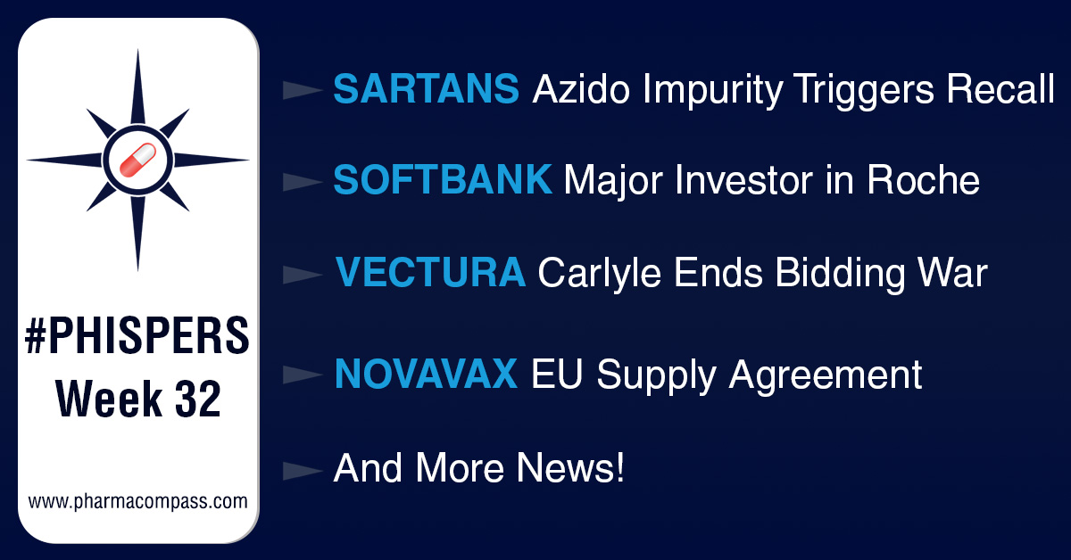 Azido impurity in sartan drugs triggers recalls; SoftBank becomes one of Roche&rsquo;s largest investors