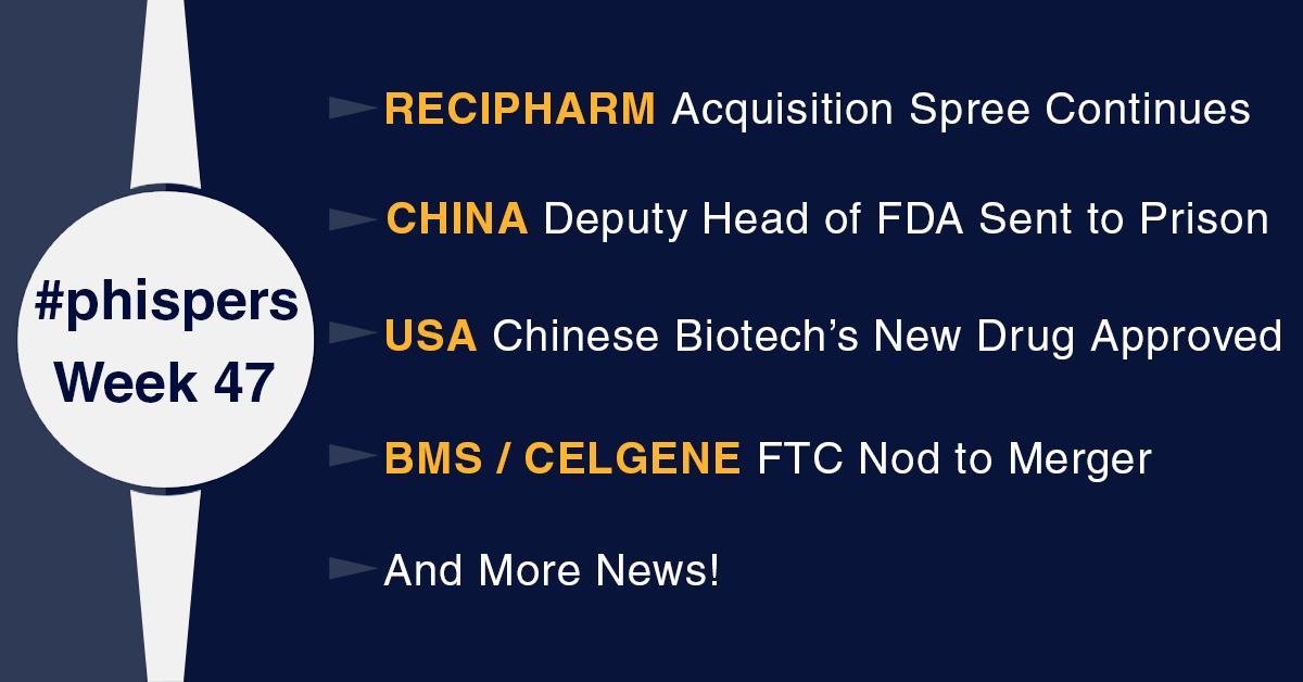 Chinese plant littered with rodent feces supplied OTC products to US; Recipharm acquisition spree continues