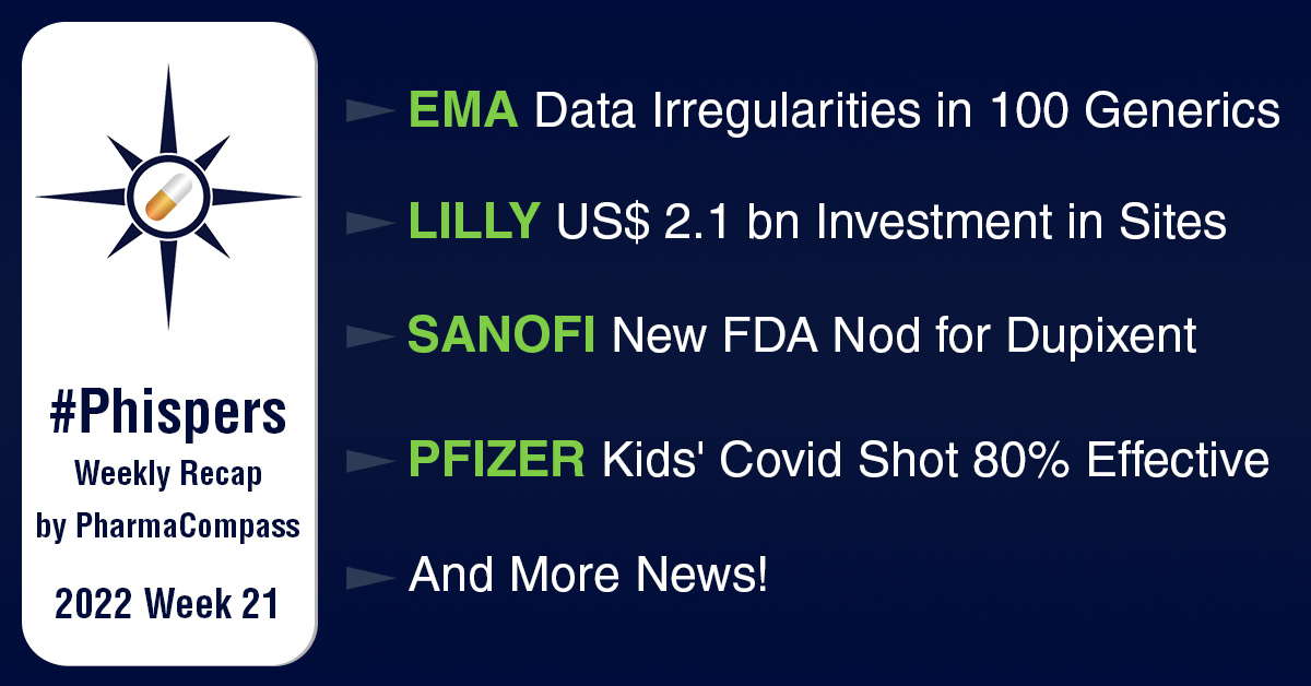 EMA to suspend 100 generics tested at Indian CRO; Lilly to invest US$ 2.1 billion in Indiana facility