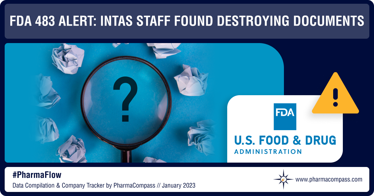 FDA 483 Alert: Intas employees tore documents, threw acid to destroy evidence