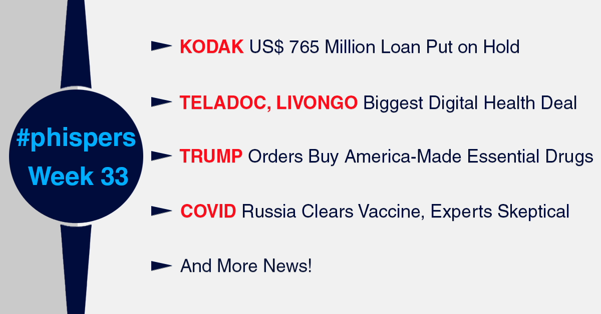 Kodak’s US$ 765 million loan put on hold; Digital health sees its biggest deal as Teladoc buys Livongo