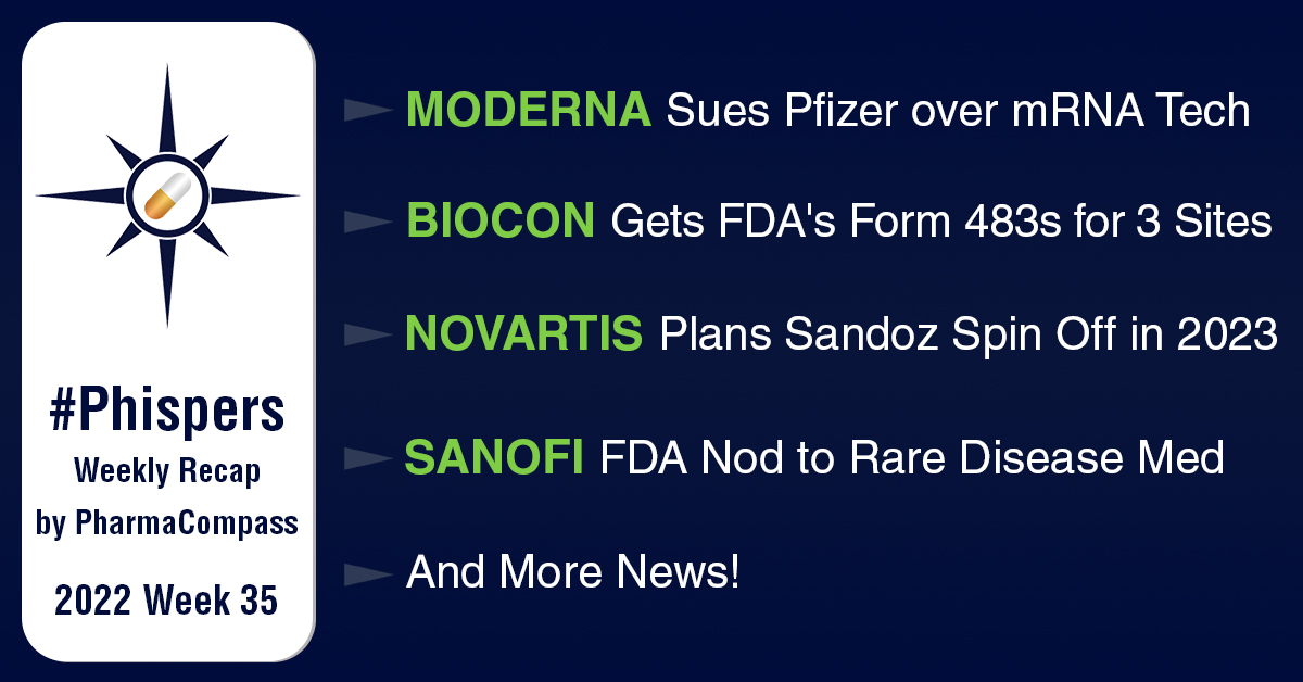 Moderna sues Pfizer-BioNTech over mRNA technology; three Biocon units hit by FDA’s Form 483s
