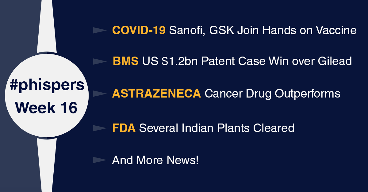 Sanofi-GSK join hands for Covid-19 vaccine; BMS awarded US$ 1.2 billion in major patent case win over Gilead 