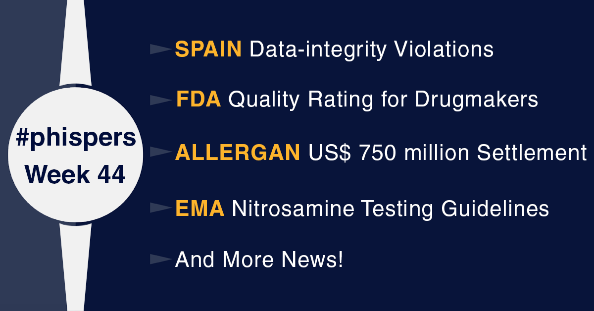 Spanish API manufacturer cited for data-integrity violations; FDA recommends new system to rate quality of drugmakers