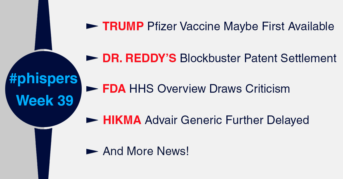 Trump says Pfizer’s vaccine likely to be first Covid vaccine available; Dr Reddy’s settles blockbuster patent suit with BMS