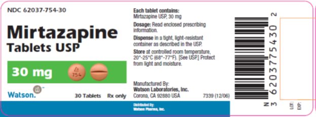 Mirtazapine Tablets USP 30 mg, 30s Label