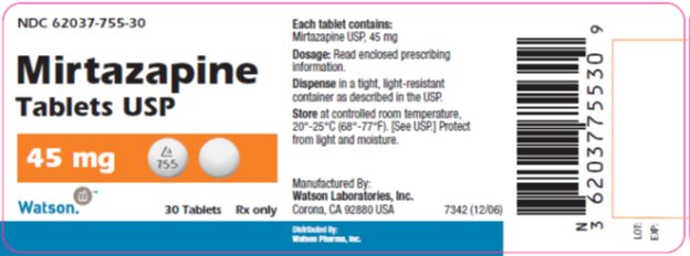 Mirtazapine Tablets USP 45 mg, 30s Label