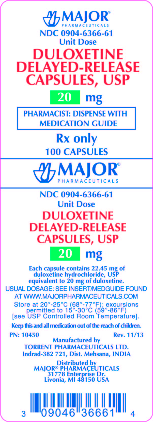 DULOXETINE DELAYED-RELEASE CAPSULES, USP 20MG