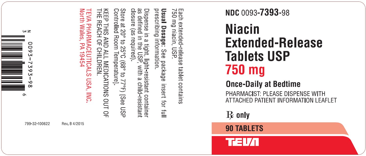 Niacin Extended-Release Tablets USP 750 mg 90s Label