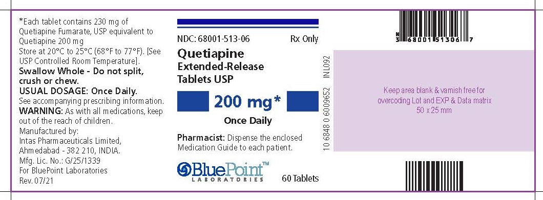 Quetiapine Extended-Release Tablets 200mg (NDC 68001-513-06)