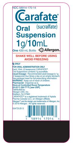 PRINCIPAL DISPLAY PANEL NDC 58914-170-14 Carafate® (sucralfate) Oral Suspension 1g/ 10mL One 420 mL Bottle Rx ONLY
