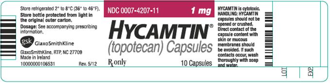 Hycamtin 1 mg capsule 10 count label