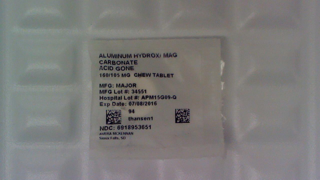 Aluminum Hydroxide/Magnesium Carbonate 160/105mg chewable