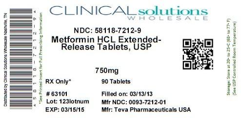 Metformin Hydrochloride ER Tablets USP 750 mg Label