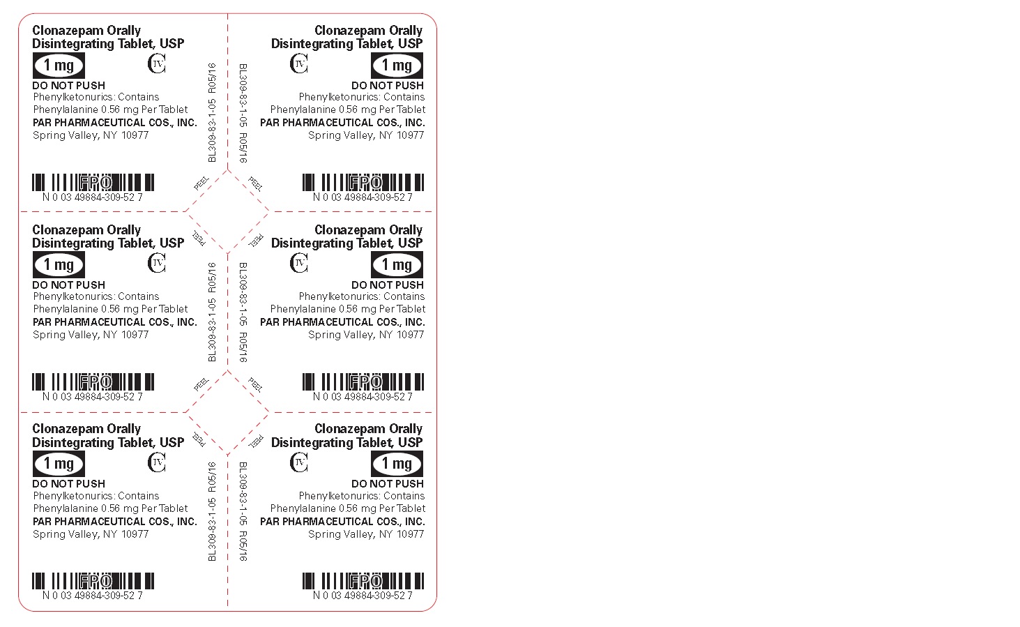 Clonazepam ODT, USP 1 mg - Blister