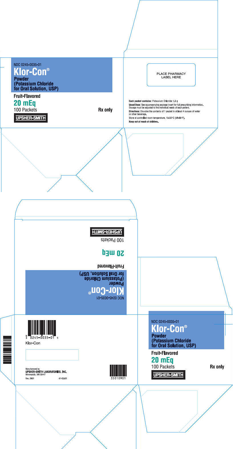 PRINCIPAL DISPLAY PANEL - 20 mEq 100 Packet Carton