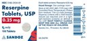 Reserpine 0.25 mg Label