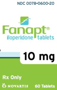 PRINCIPAL DISPLAY PANEL\nPackage Label â€“ 10 mg\nRx Only		NDC 0078-0600-20\nFanaptÂ® \nIloperidone tablets\n10 mg\n60 Tablets\n