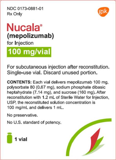 Nucala 100 mg per vial carton
