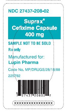 SUPRAX CEFIXIME TABLETS USP 400 mg Rx only        NDC 27437-201-10 - 10 Tablets Bottle Pack