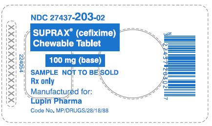 SUPRAX CEFIXIME TABLETS USP 400 mg Rx only        NDC 27437-201-10 - 10 Tablets Bottle Pack
