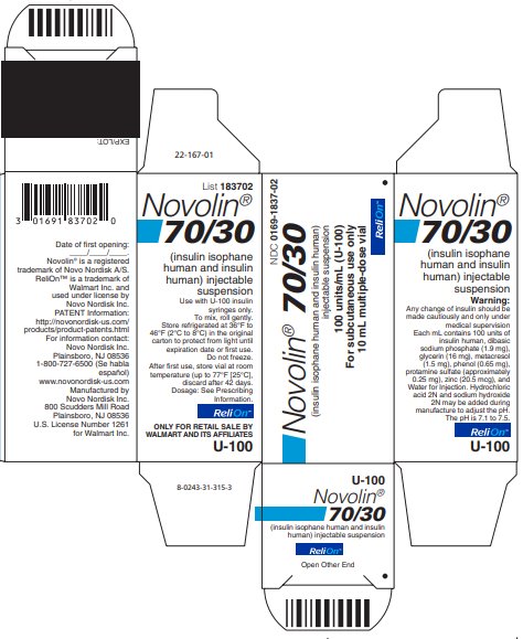 Image of Novolin 70/30 vial carton - ReliOn