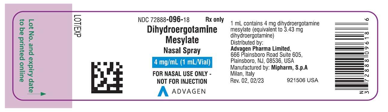 Dihydroergotamine Mesylate Nasal Spray - NDC 72888096-18 - Single Carton Label