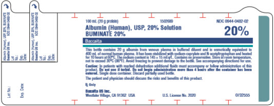 Buminate 20% 50 mL Bottle Label